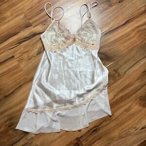 Stunning Y2K Floral Lingerie Slip Dress Asymmetrical Hem Size small